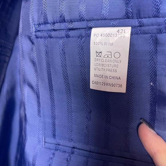 Michael Kors Mens 42L 100% wool Plaid Blazer Suit Jacket Navy Blue  professional - Picture 3 of 9